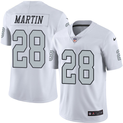 Nike Raiders #28 Doug Martin White Men's Stitched NFL Limited Rush Jersey - Click Image to Close
